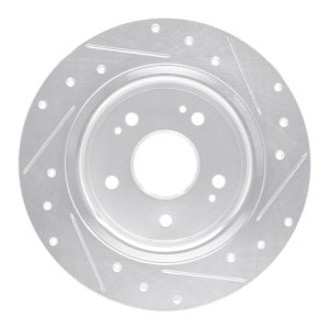 Honda Accord Brake Rotor (1) - Rear Left - R1 Concepts - Drilled & Slotted - Silver - `16-`25